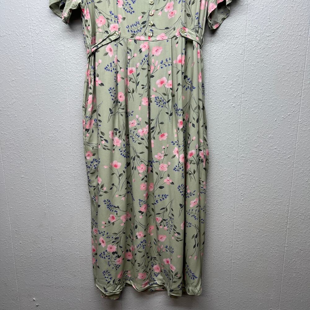 Erika Short Sleeve Floral Midi Dress Womens 2X Church Modest Cottagecore Fairy - Picture 5 of 14